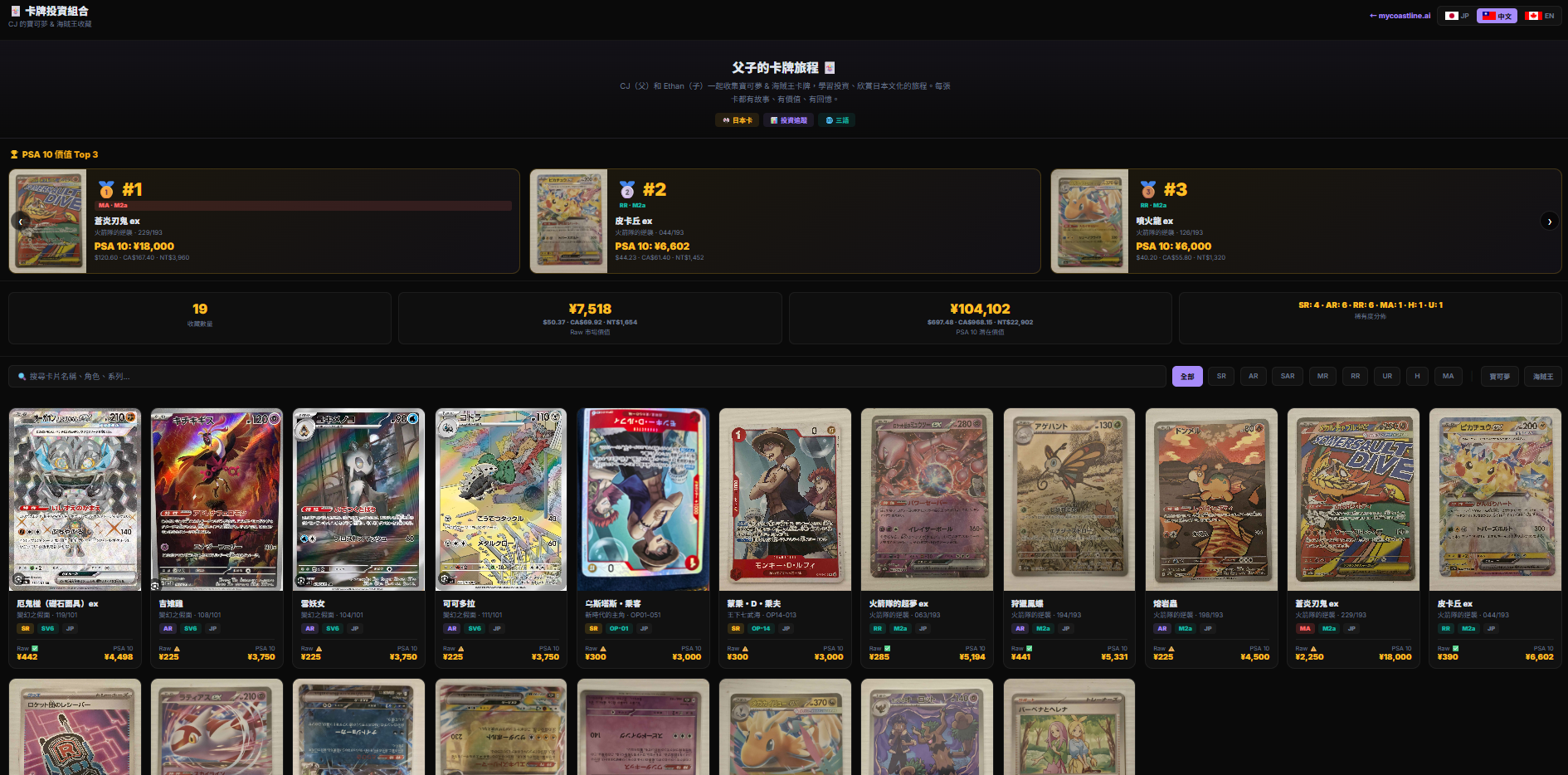 Card Portfolio v1.4.0.0 — 19 張卡的三語投資組合展示頁